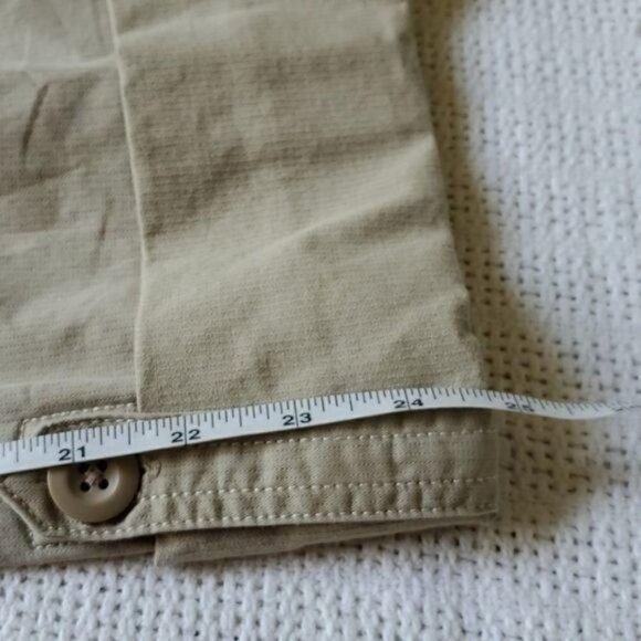 Eddie Bauer Embroidered Cargo Pockets Beige Sporting Cinched Sz 12 Cuffed Pants - Picture 11 of 11